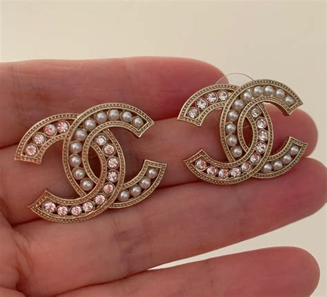 chanel gold hoop earrings|authentic chanel stud earrings.